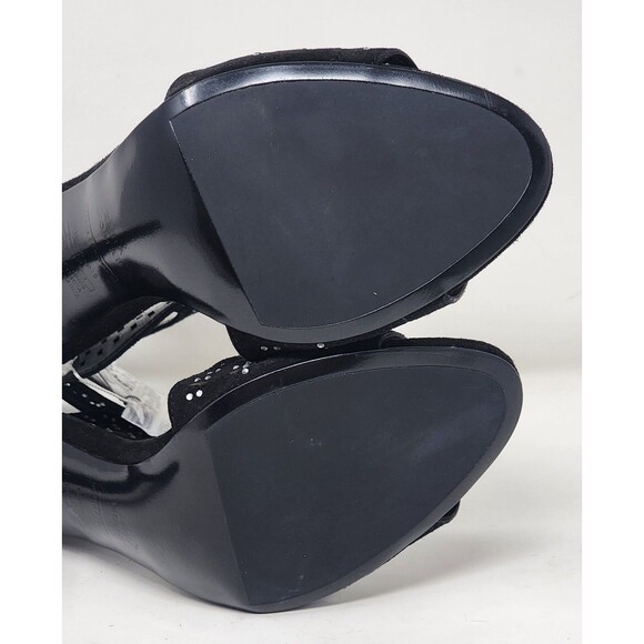 Zara Womens Black Leather Strappy 4" Heels Size 9 Open Toe Sandal Rhinestones - Picture 11 of 15